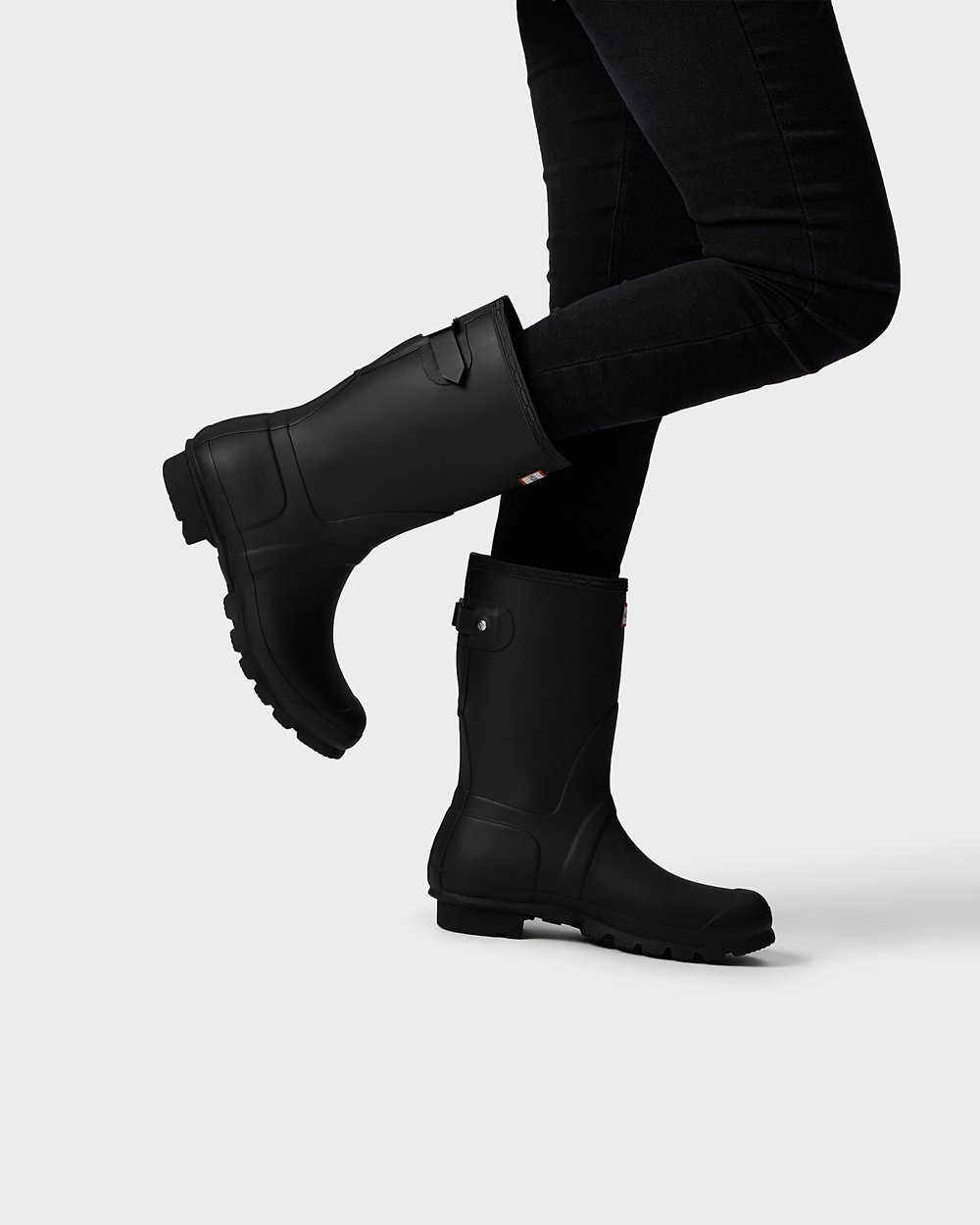 Botas de Lluvia Cortas Hunter Mujer - Original Back Adjustable - Negros - PRFBTVC-30